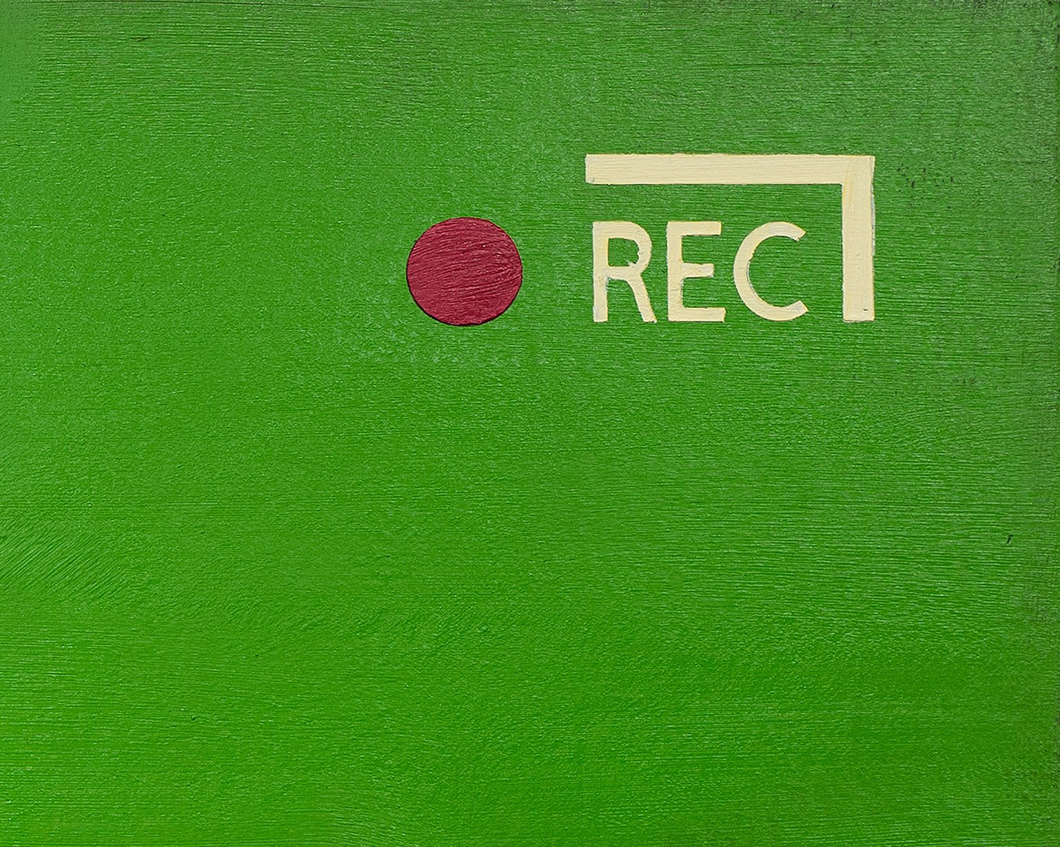 Detail of 4K by Tan Mu showing scan-line brushstrokes in green oil paint