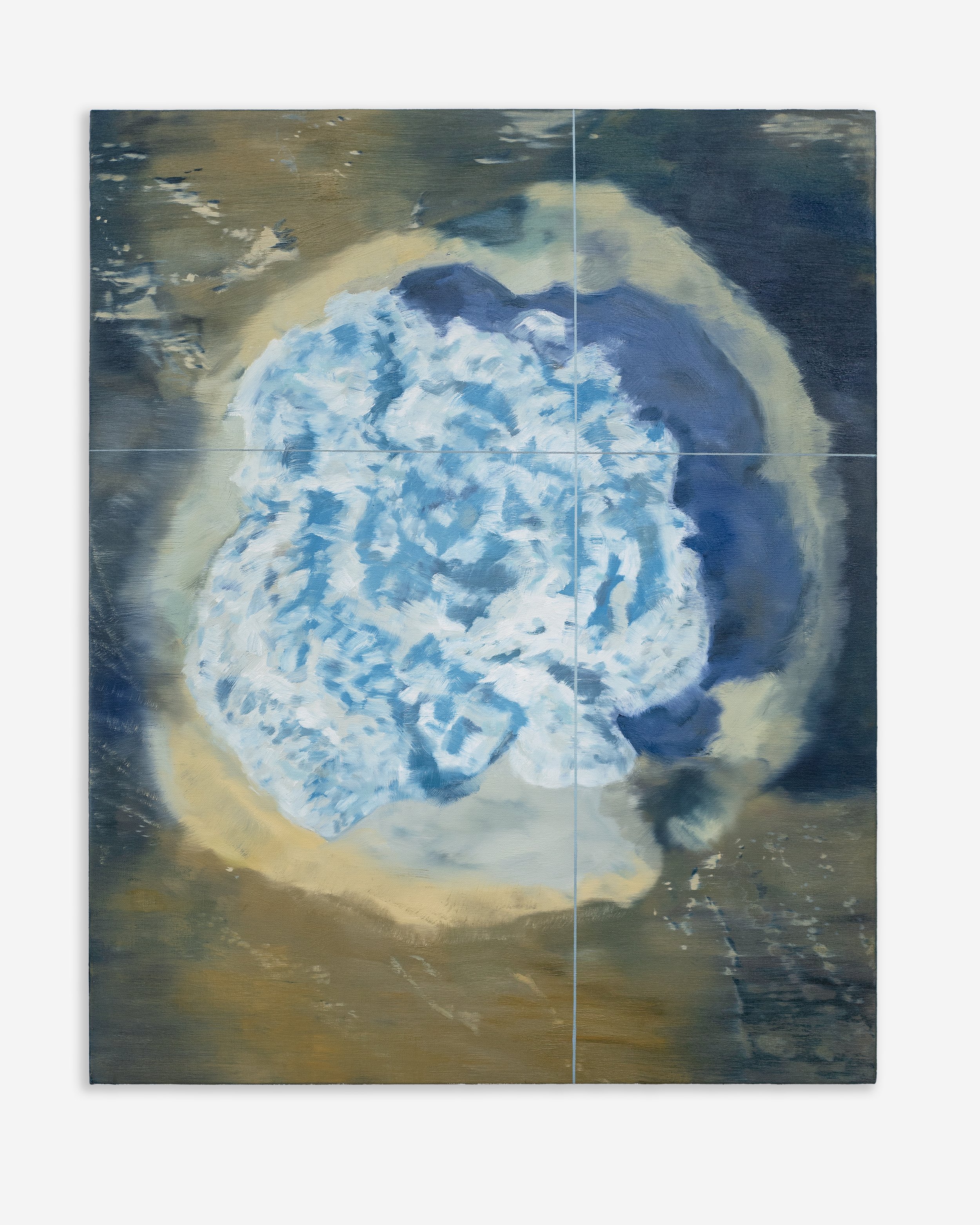 Tan Mu, Eruption, 2022. Oil on linen, 76 x 61 cm.