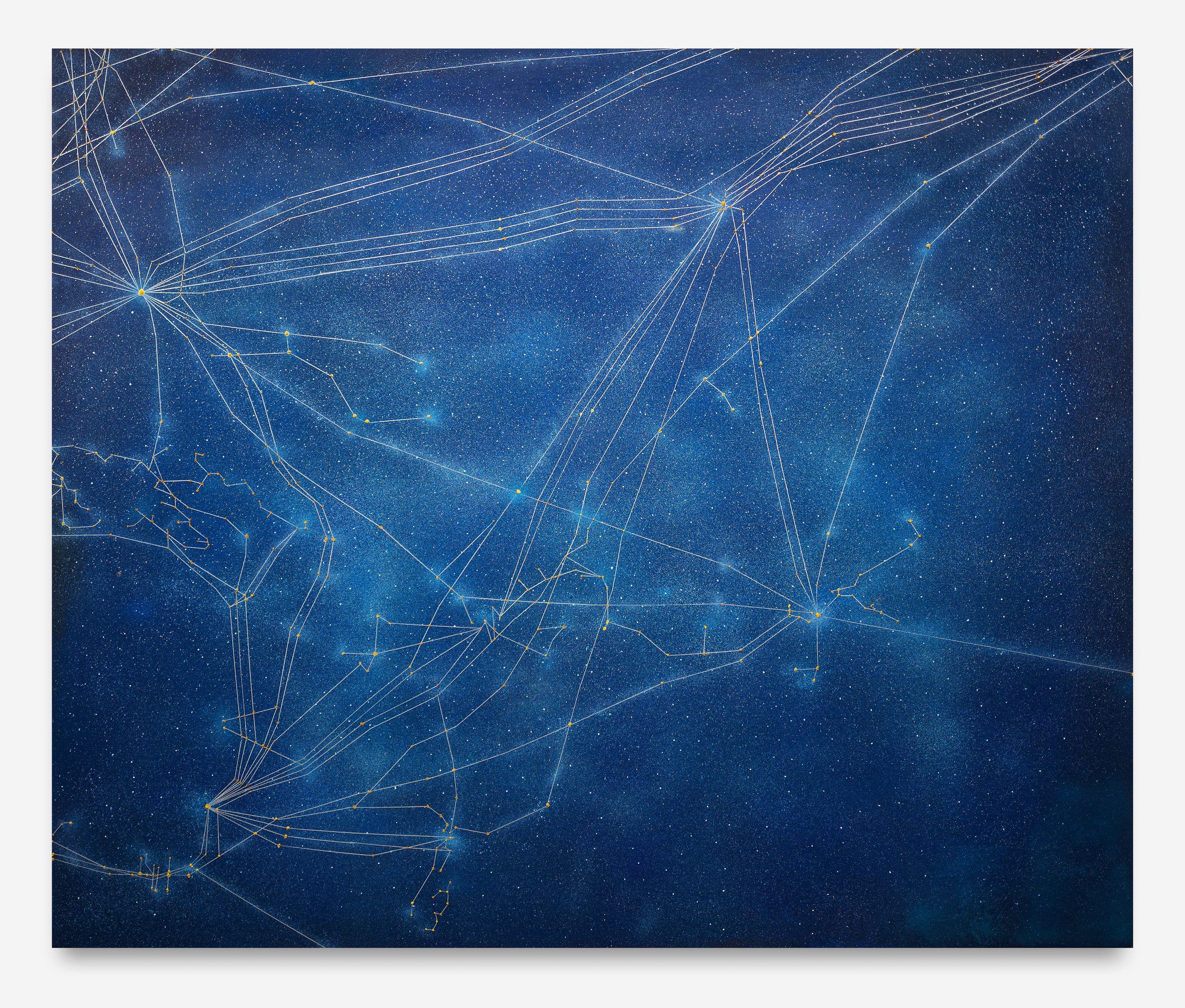 Detail of Signal: Submarine Network 07 by Tan Mu showing raised dots and cable lines