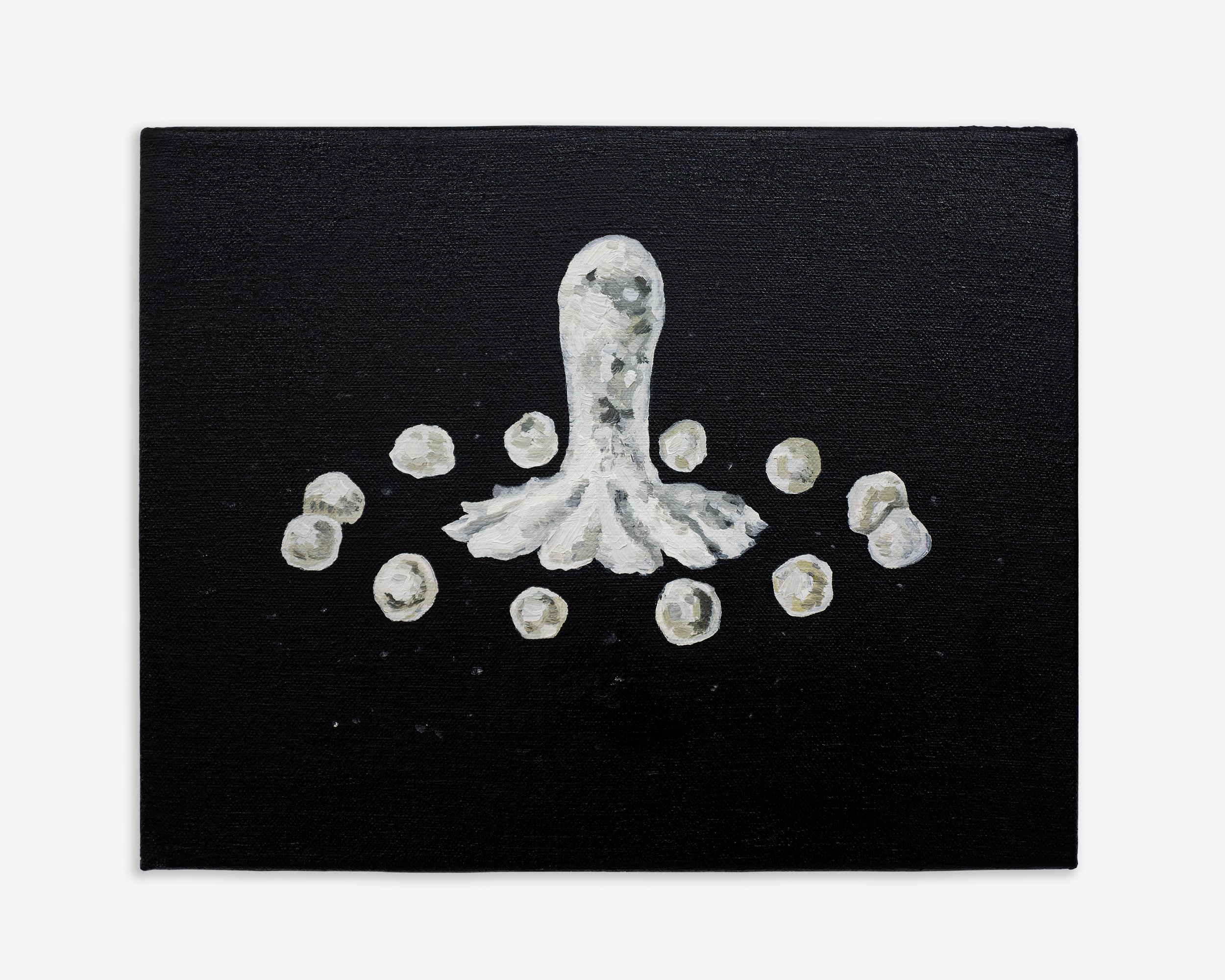 The Splash of a Drop 1, 2022, detail showing the oil paint rendering of a splash stage with visible brushwork and texture