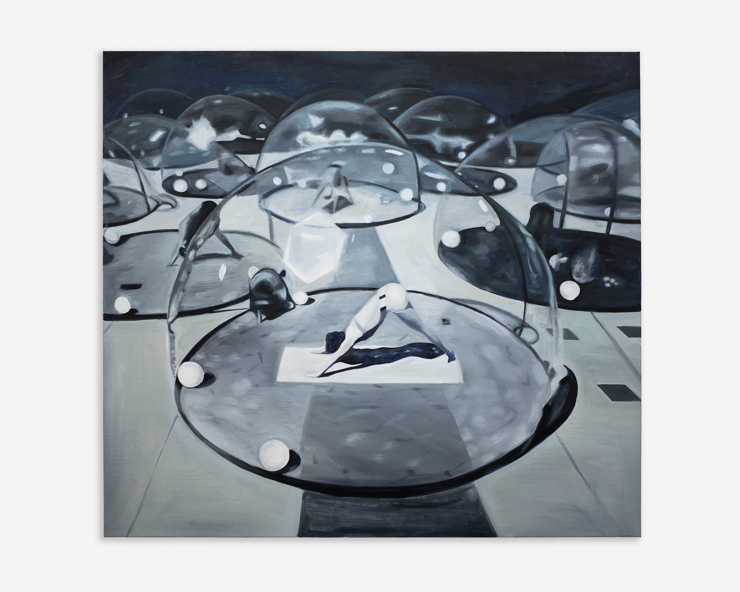 Tan Mu, Yoga Isolation, 2022. A companion pandemic-era work reflecting on public space and lockdown routines.